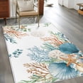 thumbnail image 2 of 3'x5' Rug for Living Room Bedroom, Beach Coastal Washable Area Rugs Non-Slip Carpet Mats, Summer Nautical Coral Shell Botanical Indoor Low Pile Area Rug Runner for Kitchen, Mudroom, 2 of 8
