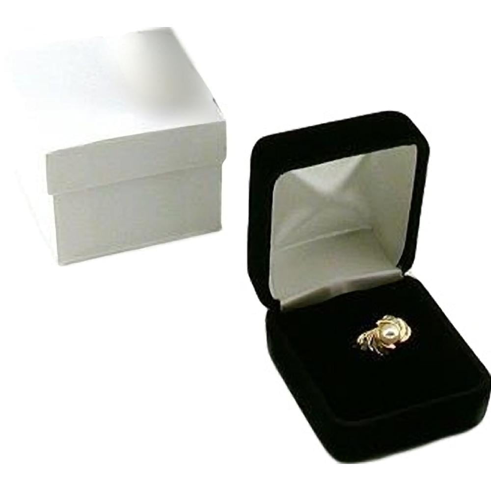 12 Black Velvet Ring Gift Boxes Jewelry Counter Displays