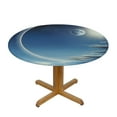 thumbnail image 3 of JEUXUS Apartment Decor Round Tablecloth Fitted,Yin Yang World with Moon Print Elastic Edged Polyester Table Cover, Fits Round Table Diameter, for Indoor Outdoor Patio Use,Navy Blue Sky Blue White, 3 of 7