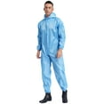 thumbnail image 3 of Choomomo Men's Long Sleeve One Piece Work Coveralls Uniform Jumpsuit Hooded Mechanics Workwear Light Blue L, 3 of 7
