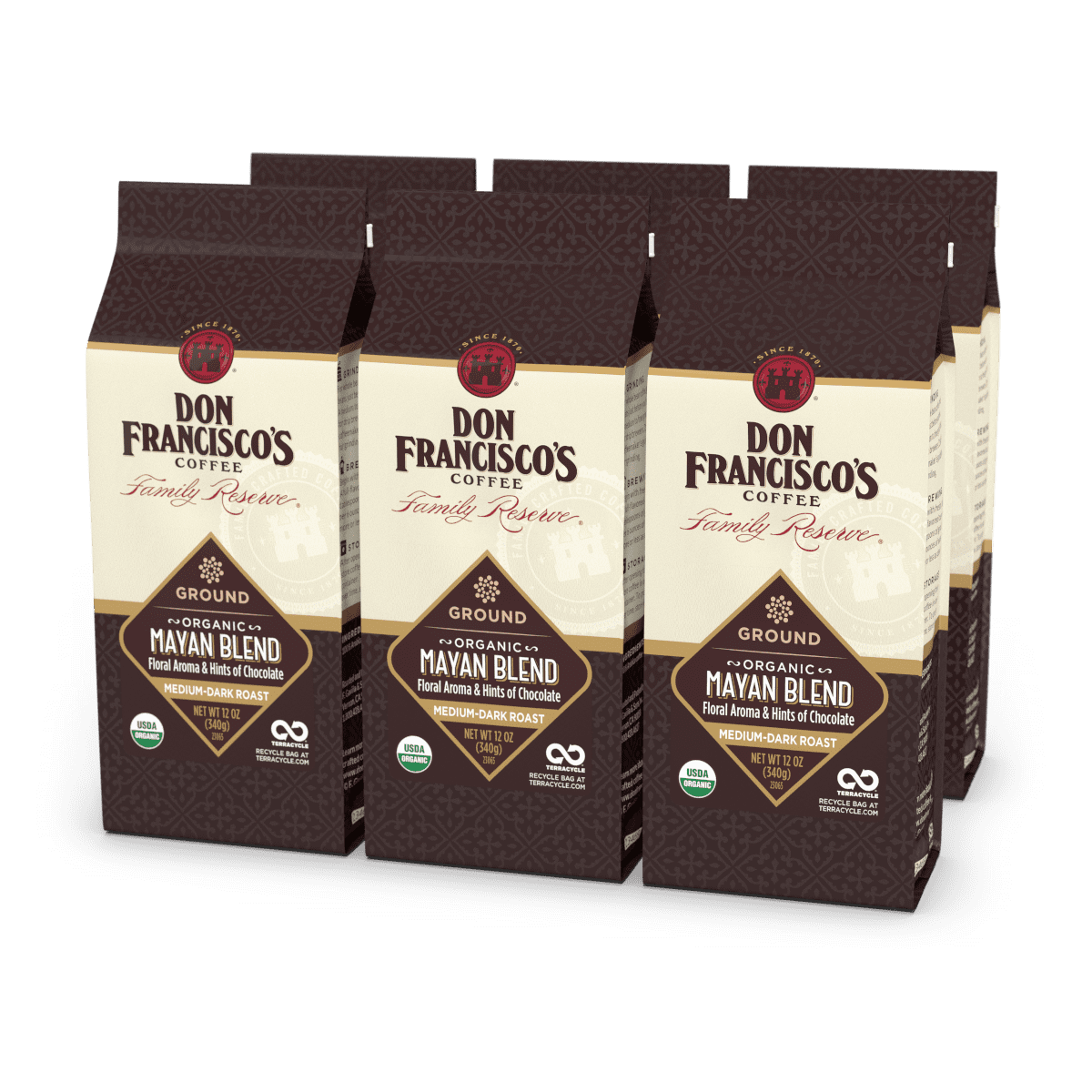 (6 Pack) Don Francisco’s Coffee Organic Mayan Blend Medium-Dark Roast ...