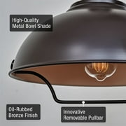 Kira Home Sequoia 13 Farmhouse Pulley Pendant Light, Retractable Design, Adjustable Height, Oil-Rubbed Bronze