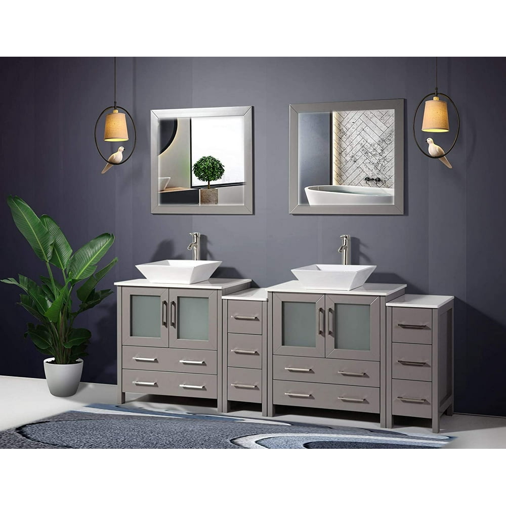 Vanity Art 84 Inches Double Sink Bathroom Vanity Combo Set 10 Drawers ...