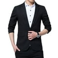 thumbnail image 2 of SWSMCLT Men's Sport Coat Slim Fit Button Warm Long Sleeve Blazer Jacket Fall Office Vintage Thin Sportcoat Black 44, 2 of 4