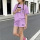 thumbnail image 1 of Conjuntos de blusas y camisas de cuello redondo y manga corta para niños, conjunto de dos piezas de top y pantalones cortos de manga corta con cuello redondo y manga corta para niños, top de poliéster, 1 of 6