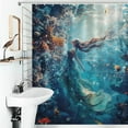 thumbnail image 3 of Mermaid Glitter Fish Scale Girls Shower Curtain Cloth Fabric Bathroom Decor with Hooks, 3 of 6