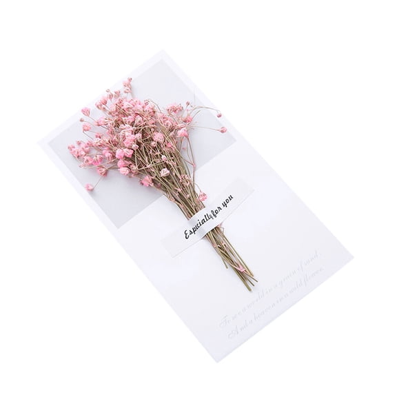 6pcs Creative Handmade Small Fresh Dried Flower Invitation for Birthday Wedding Party Banquet Decorative Pink
