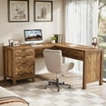 thumbnail image 4 of 59" Large L Shaped Desk, Executive Corner Computer Desk with 3 Drawers, 4 of 7
