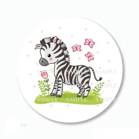 DOPASTICKER Adorable Zebra Scrapbook Stickers Round Phone Decal Water Bottle Stickers Cars Stickers Water Bottle Stickers For Kids