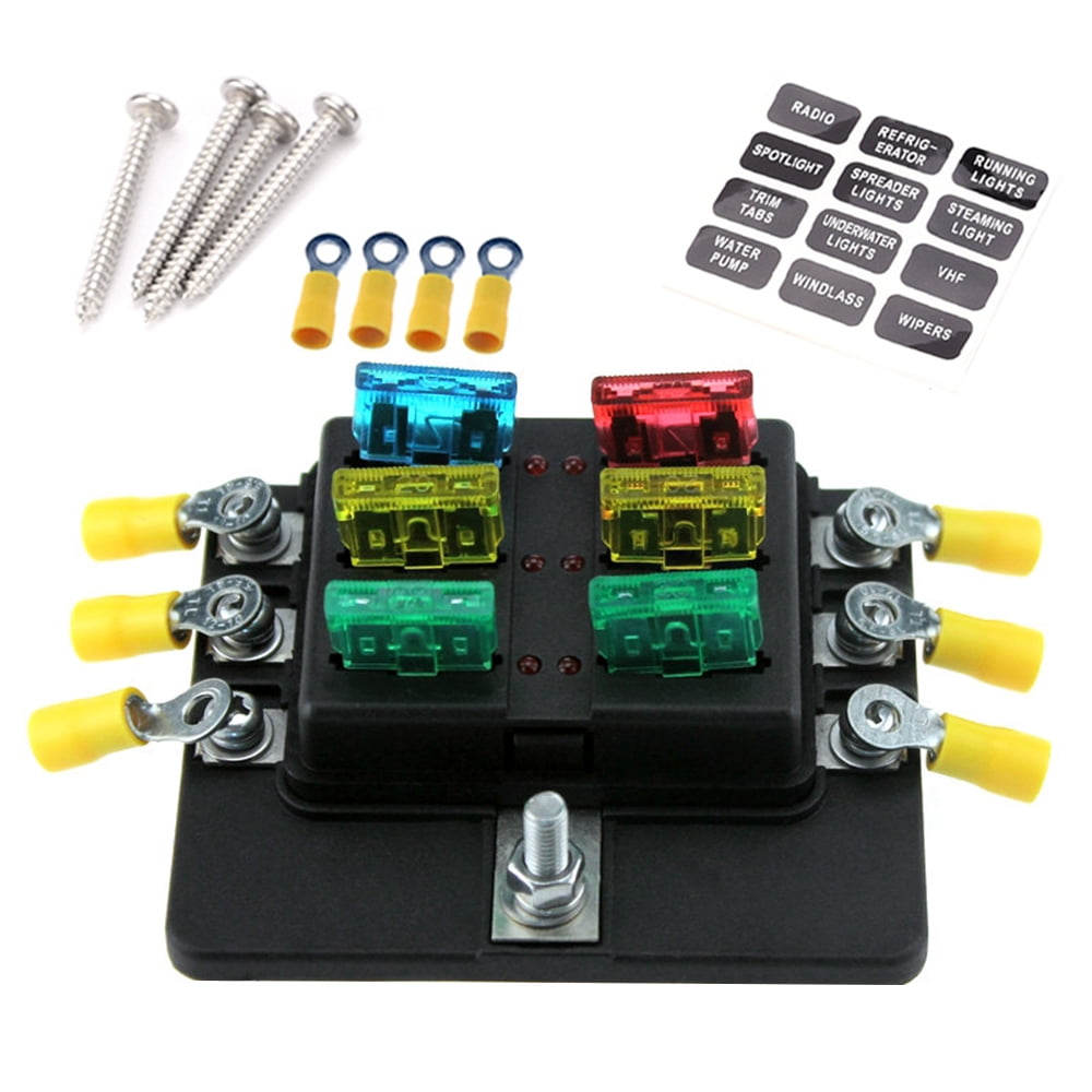 Way Blade Fuse Box Holder Standard Blade Fuse Blocks with LED Indicator  10Pcs Fuses 10Pcs Terminals for Car Boat Marine Caravan 24V