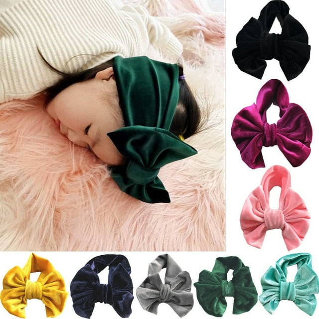 Bandeau Nœud pour Tout-Petits Enfants Bébés Filles, Serre-Tête, Bandeau pour Bébé, Turban en Velours