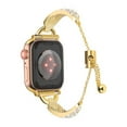 thumbnail image 3 of Dwitch Stylish Elegant Rhinestone Bracelet Watch Band for Apple Watch Series 10 9 8 7 6 5 4 SE 3 2 1, Fashion Adjustable Chain Strap with Sparkling Crystal Inlay,Slim Metal Watch Strap Design,Gold, 3 of 5