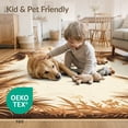 thumbnail image 4 of ODIKA 8'x10' Washable Area Rug Beige Frond Cream Botanical Symmetrical Rectangular Fronds Large for Dining Room, Office, Lounge, Non-Slip Chair-Friendly Mat, 4 of 7