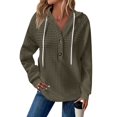 thumbnail image 6 of NMMUED Hoodies Women Womens Waffle Knit Top Oversized Hoodie Hooded Sweatshirt Women Hooded Top Womens Hoodies Pullover Loose Fit Hoodie Gray XXL, 6 of 9