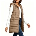 thumbnail image 5 of IUYRTFE Women Longline Hooded Puffer Vest Zip Up Sleeveless Winter Coat with Pockets for Outdoor Travel Daily Wear, 5 of 7