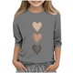 thumbnail image 1 of Blusas y camisas de cuello redondo y manga larga para niños, blusas/camisas de poliéster con estampado de corazones, mangas 3/4 y cuello redondo, elegantes e informales., 1 of 4