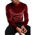 thumbnail image 2 of Tenmix Men Long Sleeve Tops Casual Shirt Turtleneck Spring T Velvet Tee Red XS, 2 of 4