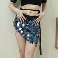 thumbnail image 2 of HNMKIU Women's Sparkly Sequin Mini Skirt with Adjustable Lace-Up Waist for Party Nights Navy,XL, 2 of 4
