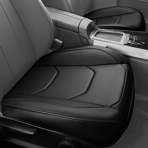 Car Grand 2Pack Leather Memory Foam Car Seat cover, Water Resistant Faux Leather Bottom Seat Covers Universal Fit for Cars,SUV,Trucks Black