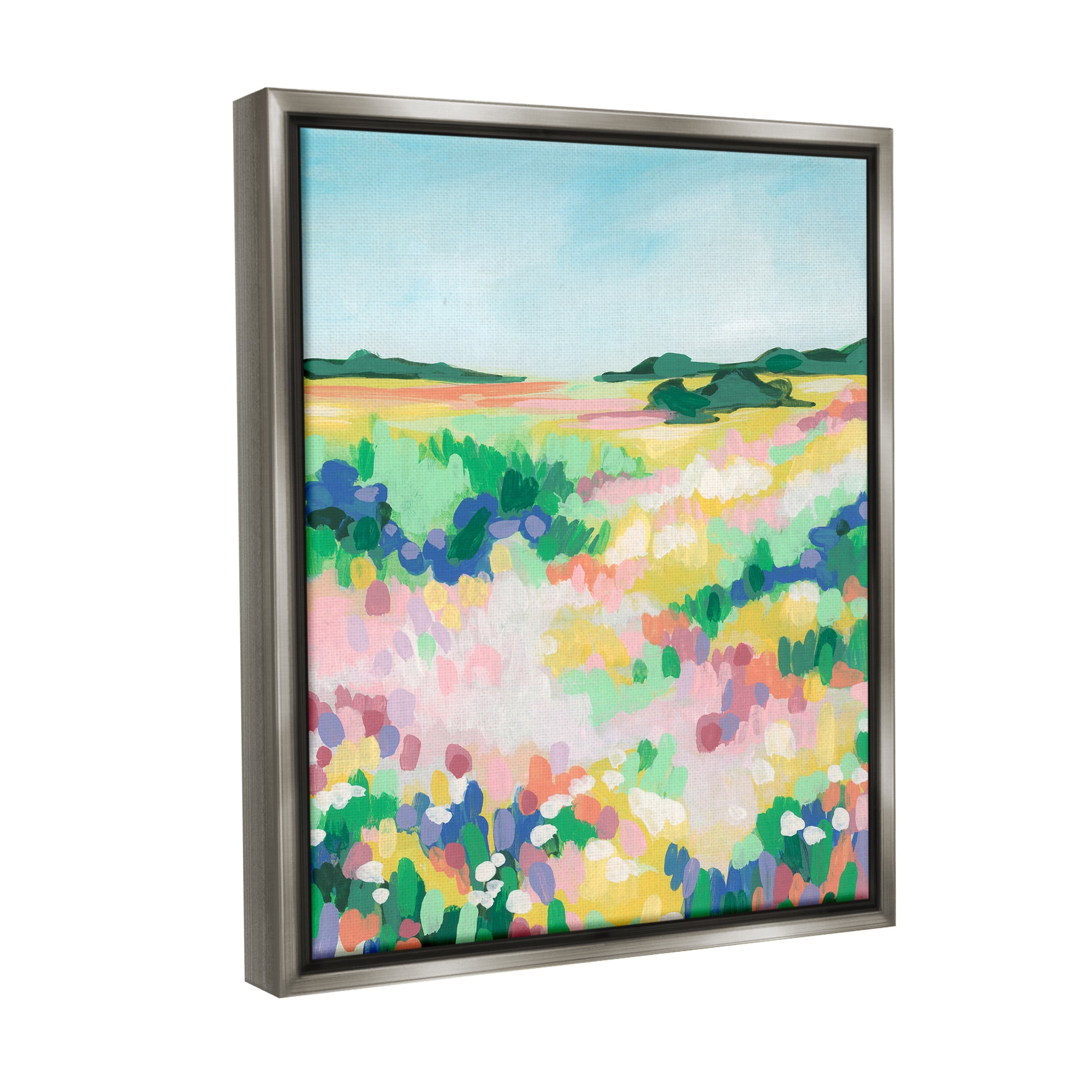 Stupell Industries Bold Speckled Landscape Landscape Painting Gray Floater Framed Canvas Art Print Wall Art, 17 x 21