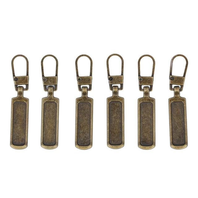 Metal Zipper Head, Detachable 6Pcs Rustproof Zipper Pull Tab For Luggage Bronze