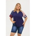thumbnail image 5 of CASSIE LIZ Plus Size Tops 3X 4th of July Summer V Neck Womens Shirts Blue Fashion Short Sleeve Tee Loose Fit Patrotic Striped Raglan Tunics Spring Blouses Casual Pullovers 3XL 22W 24W, 5 of 5
