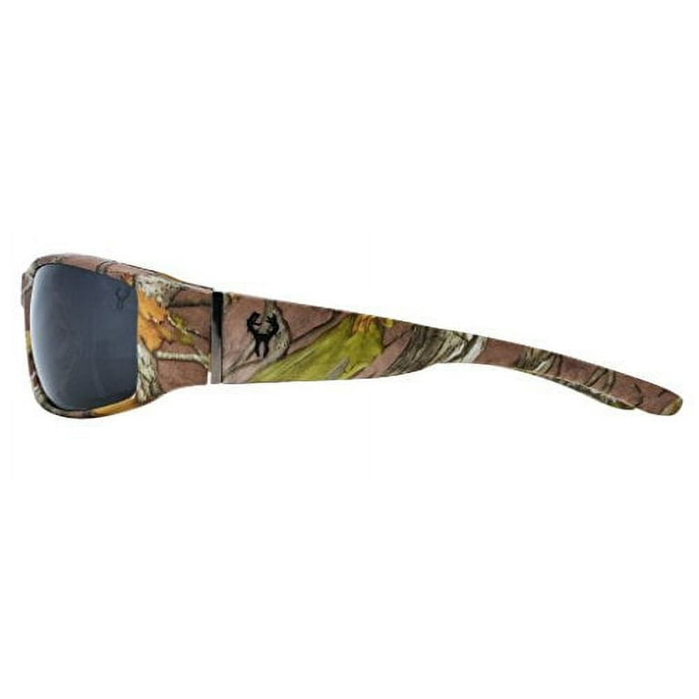 Hornz Brown Forrest Camouflage Polarized Sunglasses for Men Full Frame Wide Arms & Free Matching Microfiber Pouch - Brown Camo Frame - Smoke Lens