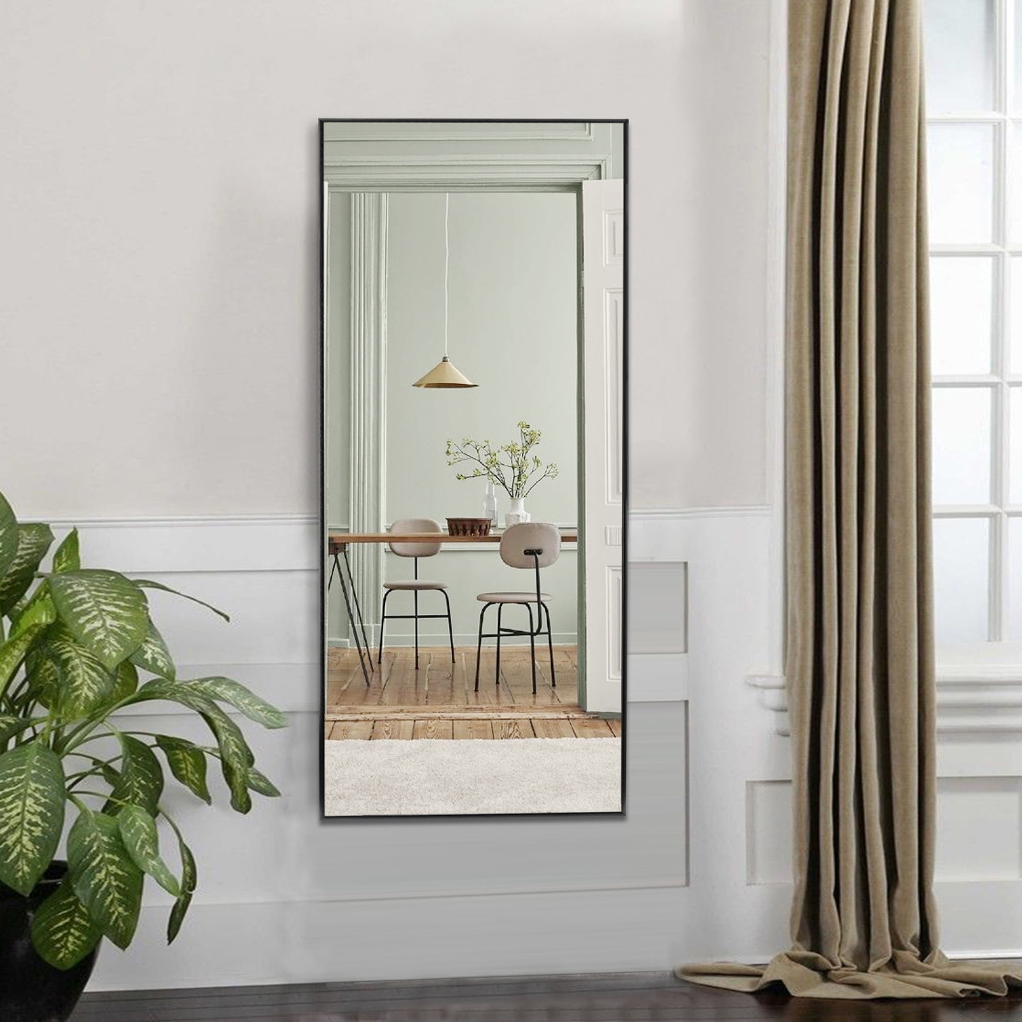 Neutypechic 43"x16" Full Length Floor Mirror Standing Rectangle Mirror, Black