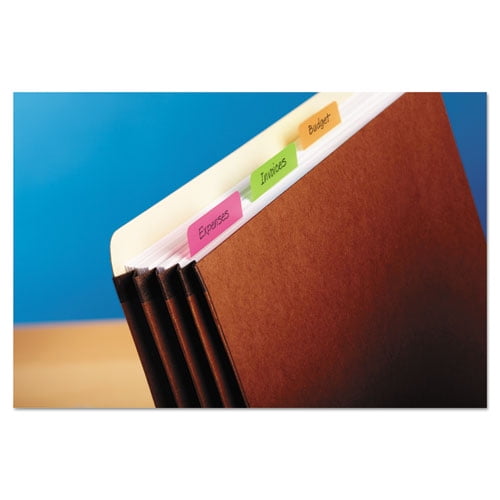 Solid Color Tabs, 1/5-Cut, Assorted Bright Colors, 2