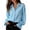 Blue, variant on Women's Lace Eyelet Puff Long Sleeve Button Down Blouse V Neck Spread Collar Ruffle Cuff Dressy Casual Tops for Work Office, White, S