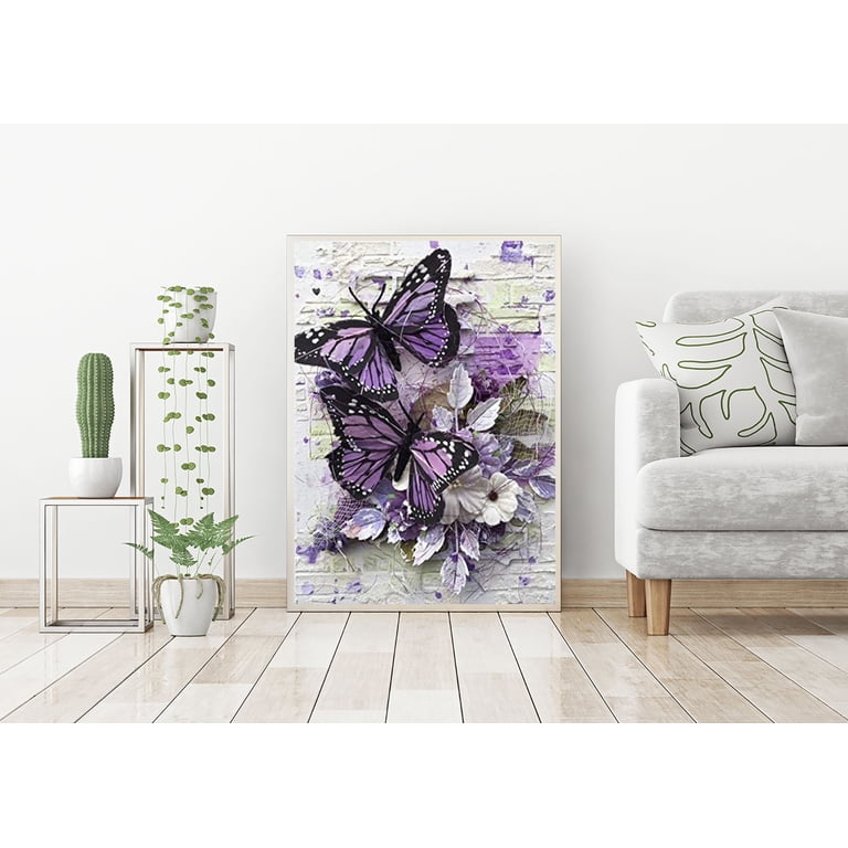 Butterfly Diamond Painting Kit For Adults Beginners - 12x16 Inch Full Drill Crystal Art, Home Wall Decor Gift
