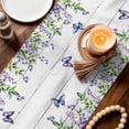 thumbnail image 3 of Spring Purple Flowers Table Runner - 90 Inch Long Farmhouse Leaves Fences Gray Wood Cotton and Linen Blended Dress Scarves Farmhouse Table Runner for Kitchen Dining, Coffee Table, 13" x 90", 3 of 8