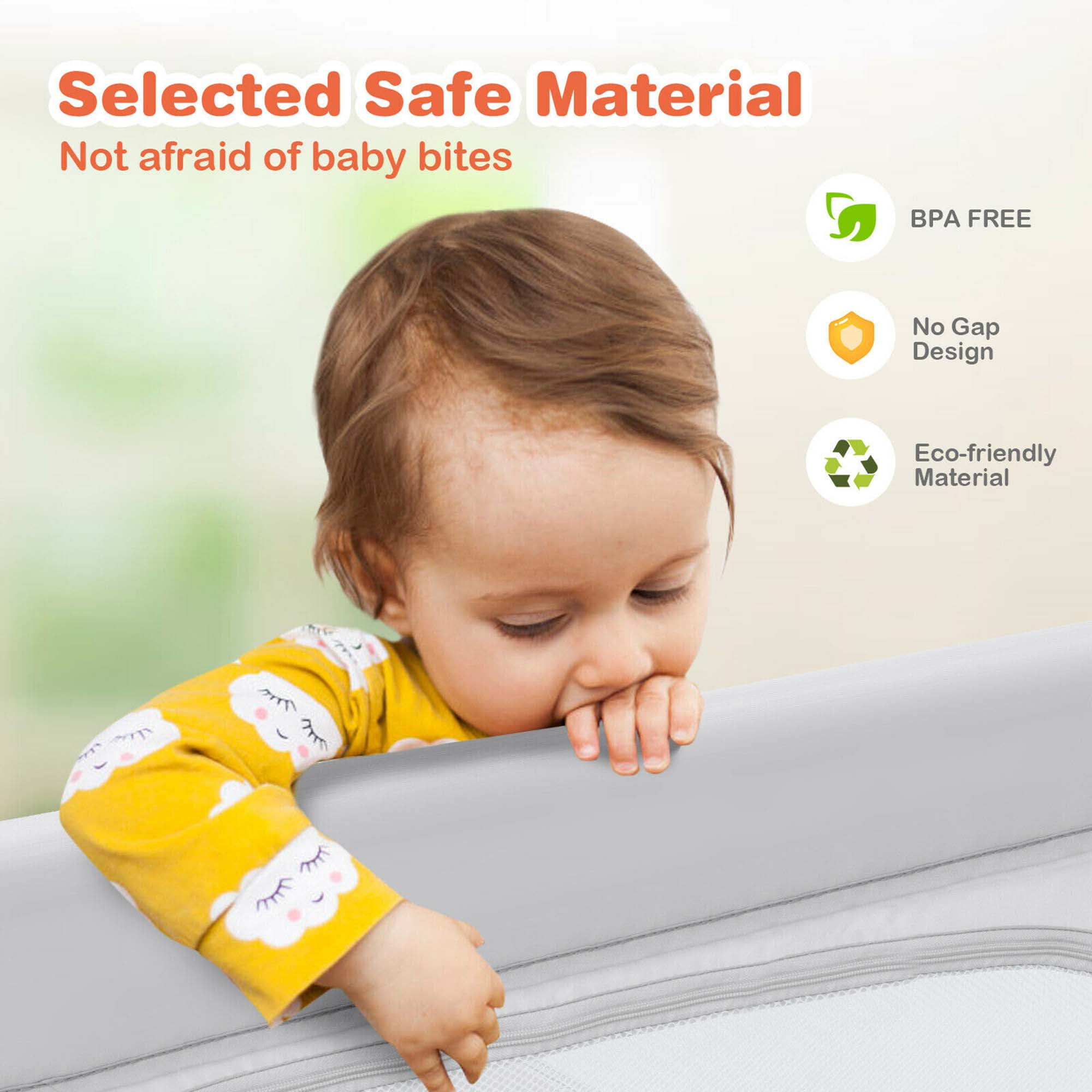 Costway Baby Playpen Infant Large Safety Play Center Yard w/ 50 Ocean Balls Grey