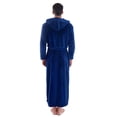 thumbnail image 3 of Bath Robe Men Womens Ultra-Soft Hooded Bathrobe Sleepwear,Navy, 3 of 7