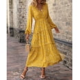 thumbnail image 1 of Women Floral Dress Women Long Dress Long Lantern Sleeve Flounces High Waist Left Side Slit For Party ANGGREK Ropa, 1 of 6