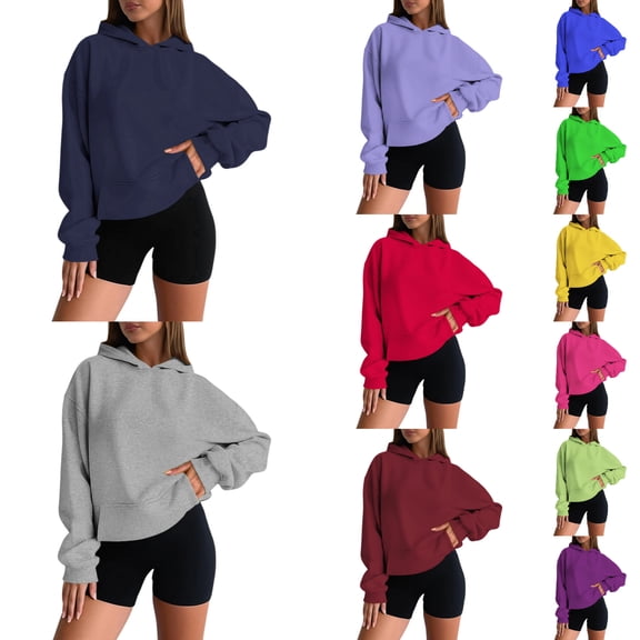 Arlun Womens Oversized Hoodies Sweatshirts Fall Fashion 2025 Loose Fit Drop Shoulder Pullovers Solid Color Soft Comfortable Hooded Tops With Pockets Yellow XS