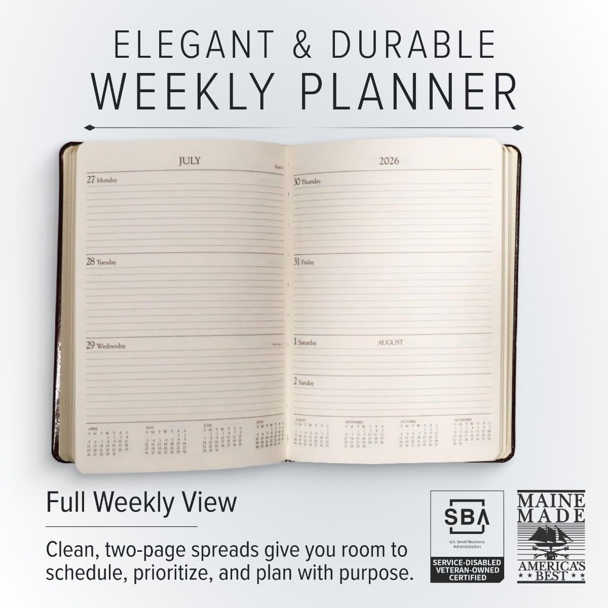 Gallery Leather Desk Weekly Planner 2026 - Acadia Hope - 8x5.5"