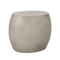 Noble House Edmonton Outdoor Convex Concrete Stone Side Table in Light Gray