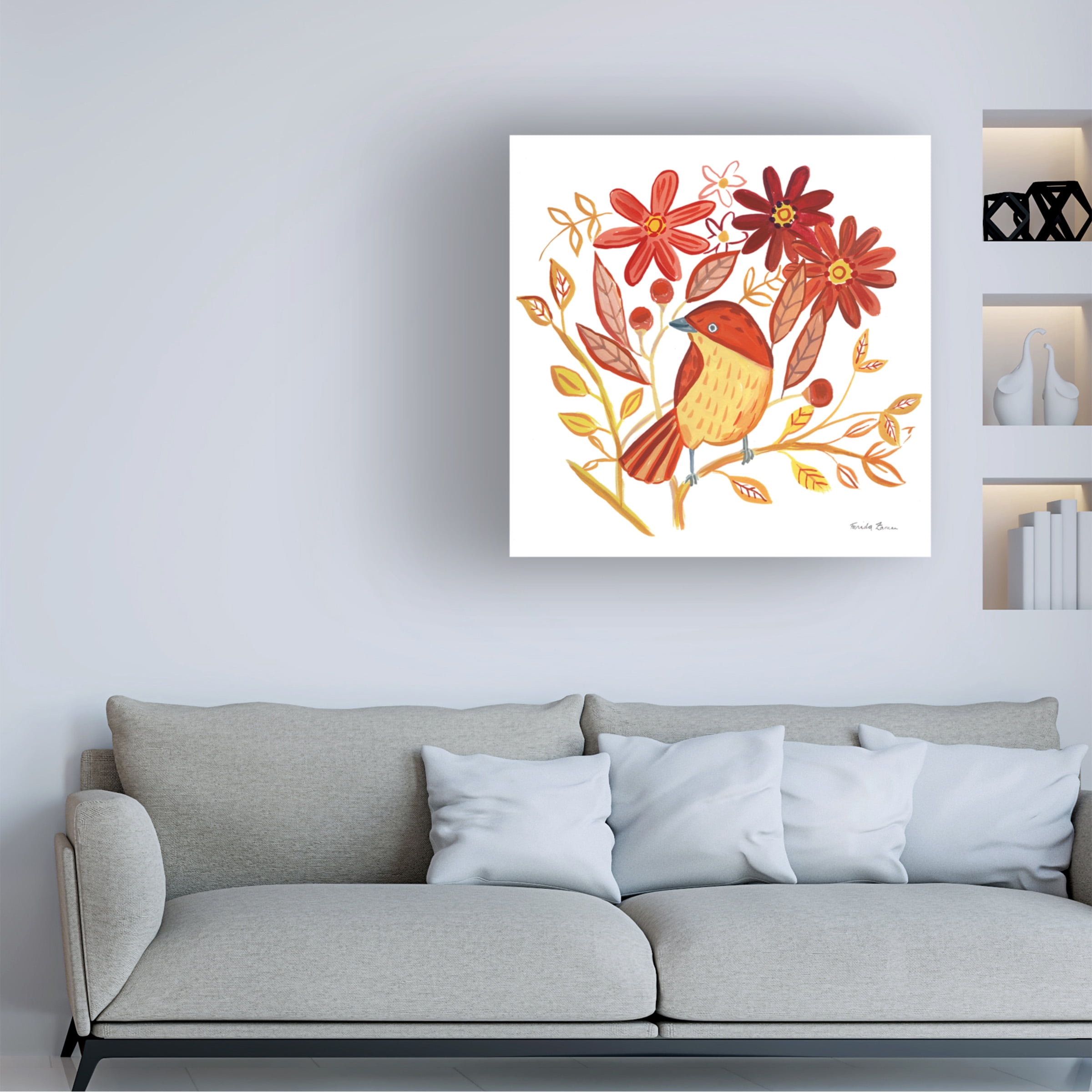 Farida Zaman 'Orange Bird II' Canvas Art