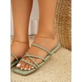 thumbnail image 4 of Fashionable Outdoors White Flat Slippers for Women, Criss Cross Plain Artificial Leather Open Toe Slide Sandals, 4 of 4