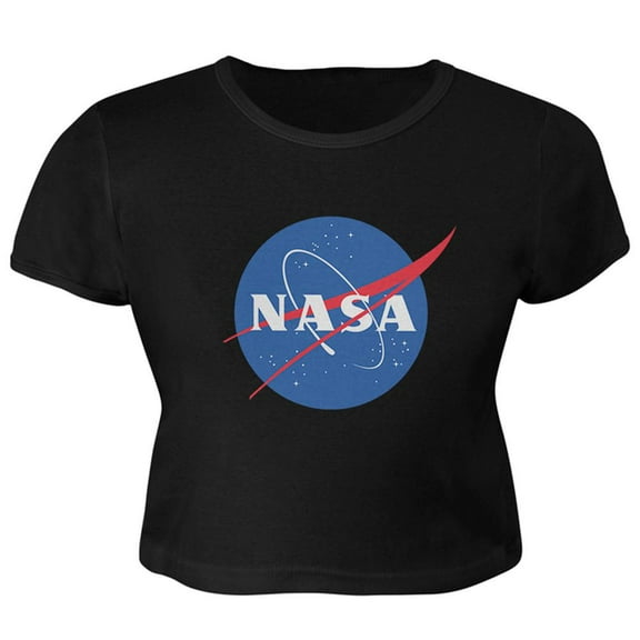 NASA Logo Juniors Crop Top T-Shirt Black MD