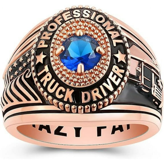 Personalized Custom Class Rings Sterling Silver Rings Class Rings for Women High School Cubic Zirconia Birthstone Rings Women's Class Rings Gold Plated Class Rings Size 5-15 High School Class Rings