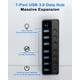 thumbnail image 4 of Extensor de datos USB 3.0 de 7 puertos alimentado por USB Hub Qeefun con conmutadores, 4 of 8