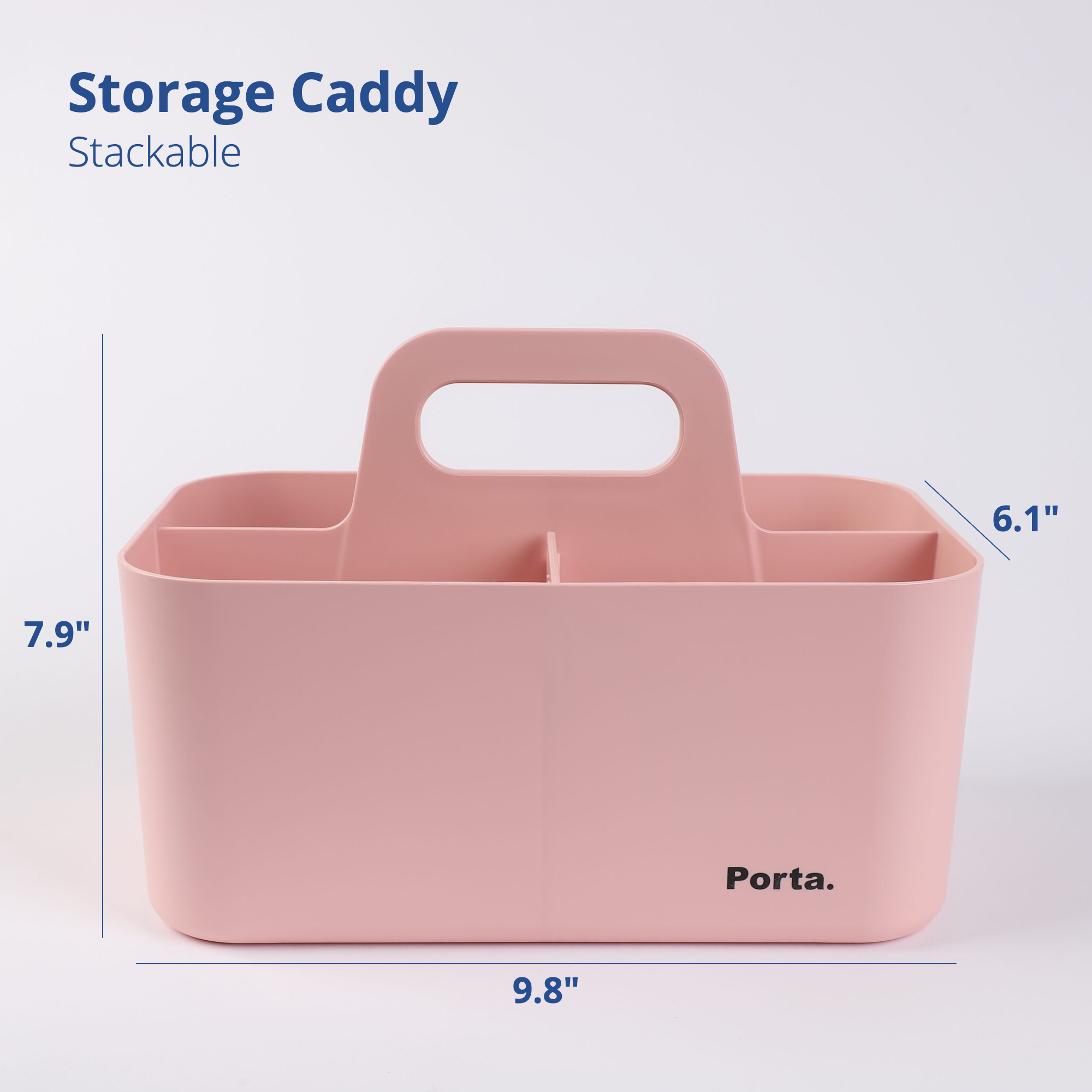 BLUE GINKGO Plastic Storage Caddy Organizer | Multipurpose, Portable, Stackable | (Rectangle) Pink