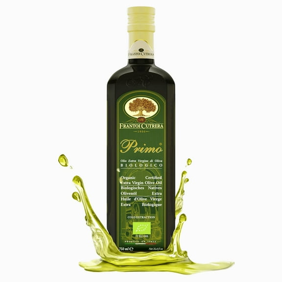 Frantoi Cutrera Primo Cold Extracted Italian Organic Extra Virgin Olive Oil Cold Pressed, Polyphenol Rich Olive Oil, Authentic Certified DOP Sicilian EVOO Imported from Italy, 25.4 fl oz (Pack of 1)