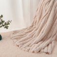 thumbnail image 4 of YJ.GWL Soft Plush Sherpa Fleece Throw Blanket Warm Fluffy Jacquard Striped Blankets for Sofa Couch Bed Living Room,50"x60",Cream White, 4 of 6