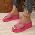 thumbnail image 5 of Women's Wedge Slide Sandals Peep Toe Thick Platform Heel Casual Summer Beach Mules for Women Comfortable Slip On Shoes, 5 of 10