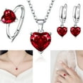 thumbnail image 2 of 3Pieces Elegant Heart Shaped Cubic Zirconia Jewelry Set Necklace Earrings Rings Lightweight Accessories for Women, 2 of 8
