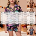 thumbnail image 3 of Cdudpw Toddler Girl Halloween Pajamas Set Ghost Print Short Sleeve Button Down Shirt Pants Fall Pjs Satin Outfits(A006-Black), 3 of 5