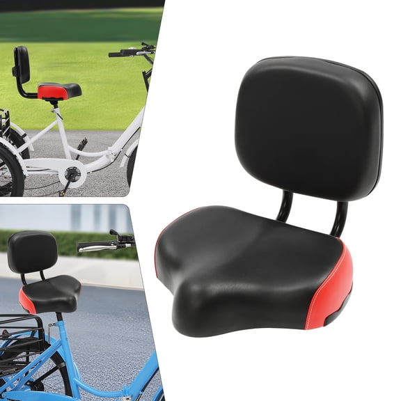 Bike Seat with Backrest Oversized Comfort Bicycle Saddle Replacement Soft Memory Foam Padded PU Leather Bike Cushion for eBike Tricycle Mountain Bike